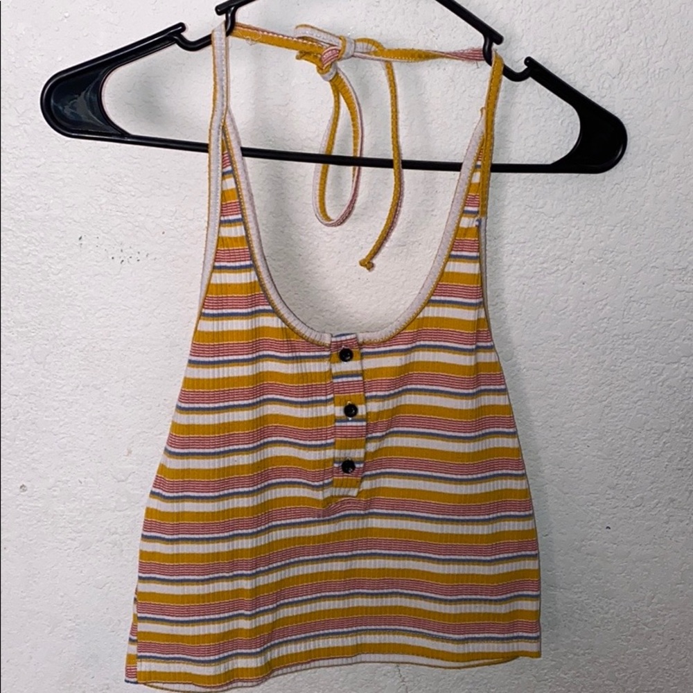 SHEIN striped ribbed halter top